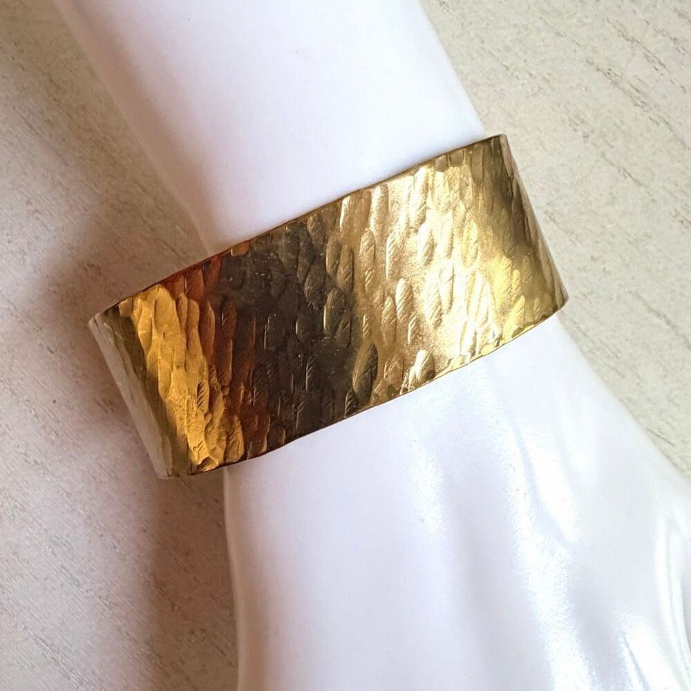 Zenned Out Be Brave Inspirational Hammered Gold Tone Cuff Bracelet